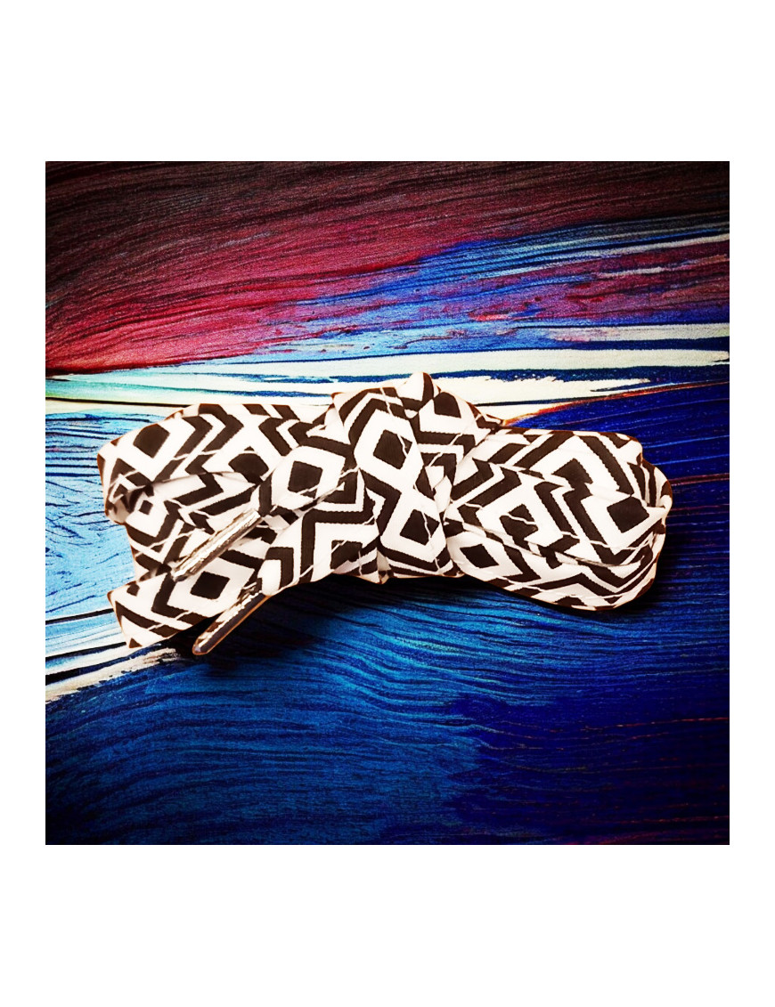 Pair of fabric shoelaces - AZTECA (black and white)