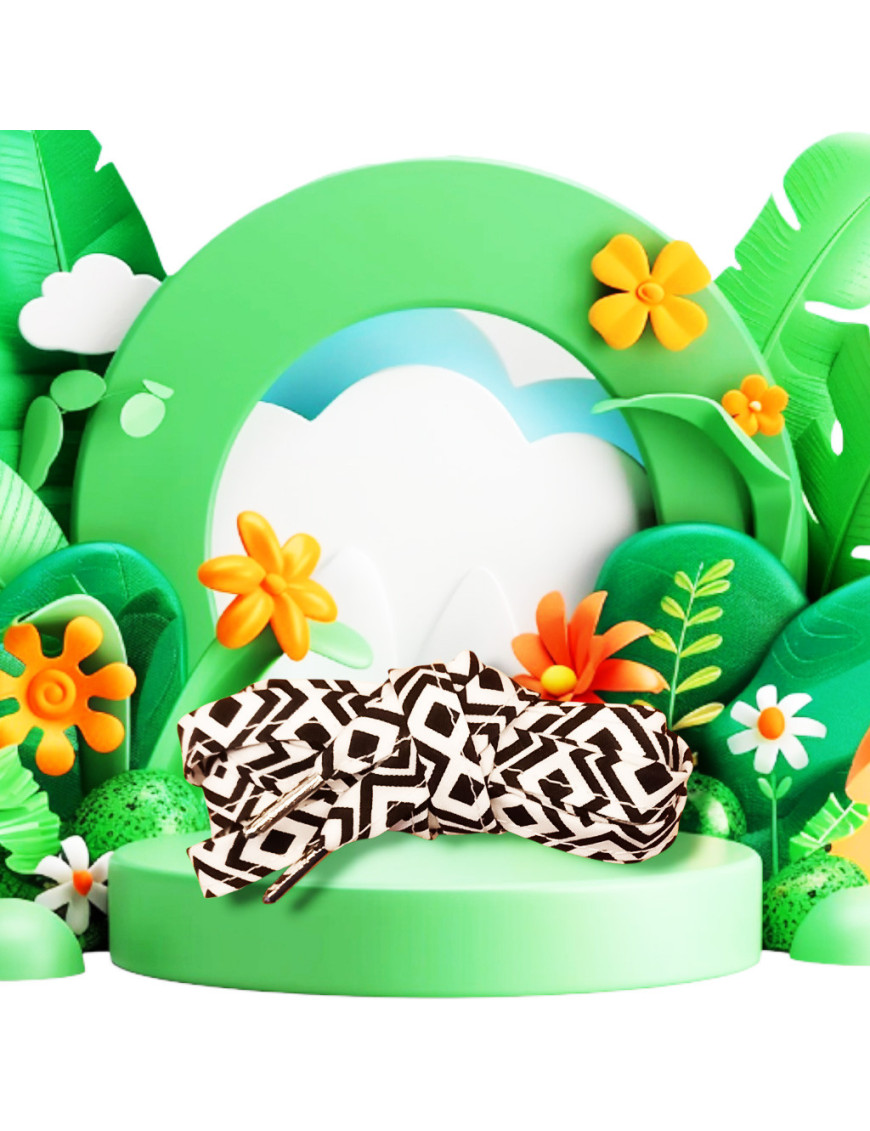 Paar stoffen veters - AZTECA (zwart-wit)