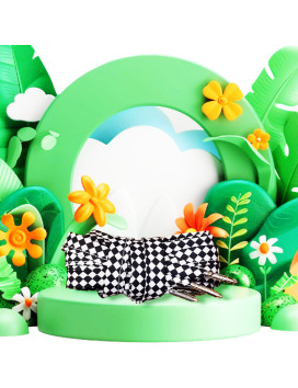 Par de cordones de tela - CUADROS (blanco y negro)