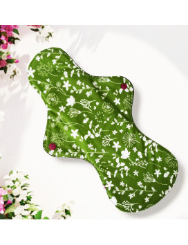 Verpakking met 7 wasbare maandverbanden - WILDBLOEMEN - (XL/NACHT)