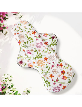 Verpakking met 7 wasbare maandverbanden - WILDBLOEMEN - (XL/NACHT)
