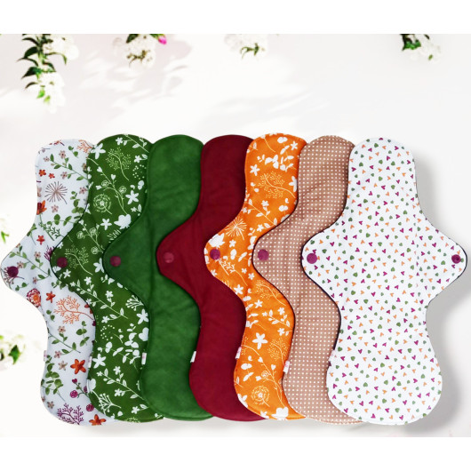 Pack 7 serviettes hygiéniques lavables - FLEURS DES CHAMPS - (XL/ NUIT)