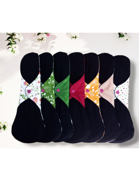 Confezione da 7 assorbenti lavabili - FIORI DI CAMPO - (XL/NOTTE)