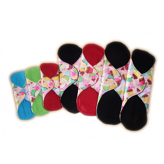 Pack 3 protèges-slip lavables + 4 serviettes hygiéniques lavables CUP CAKES